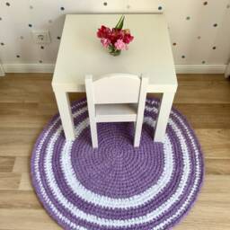 Nursery Rug, Nursery Decor, Crochet Modern Area Lilac Round Terry Cloth Rug - thumbnail 3