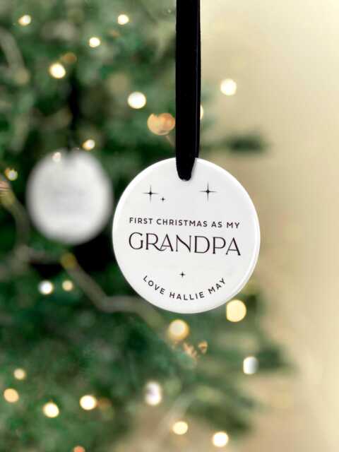 Personalised Grandparent Bauble First Christmas As My Grandma Or Grandad, 2025 Tree Decoration - image 1