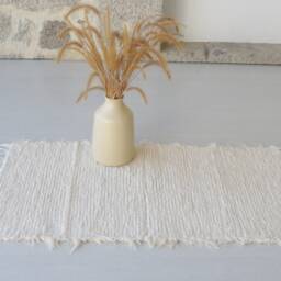 Small Cream Rug, Cotton Bathroom Mat, Bedside Kitchen Soft Washable Tapis De Bain, Portuguese Rug - thumbnail 2
