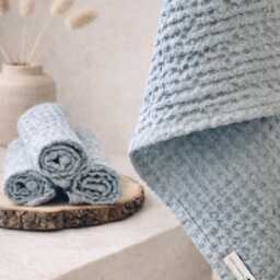 Waffle Linen Towels Set Of 4 - Soft Stonewashed Guest Towels, Japandi Scandi Bathroom Decor, Natural Spa Sustainable - thumbnail 2