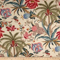 Exotic Palm Linen Cushion Cover Blue Hampton's Style Pillow - thumbnail 4