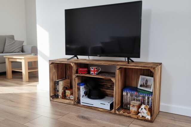 Rustic Wooden Crate Shelf, Chunky Tv Stand, Fully Assembled Storage Unit - image 1