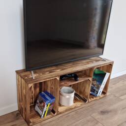Wooden Chunky Rustic Handmade Furniture, Tv Stand, Console Unit Made Of Wood - thumbnail 2
