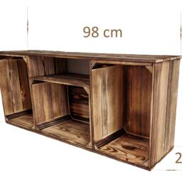 Rustic Wooden Crate Shelf, Chunky Tv Stand, Fully Assembled Storage Unit - thumbnail 4