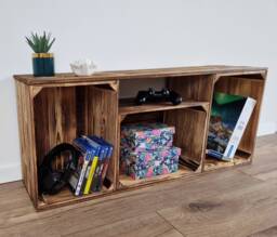 Wooden Chunky Rustic Handmade Furniture, Tv Stand, Console Unit Made Of Wood - thumbnail 1