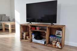 Rustic Wooden Crate Shelf, Chunky Tv Stand, Fully Assembled Storage Unit