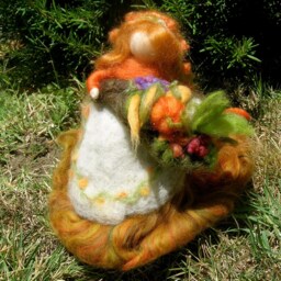Needle Felted Art Doll Harvest Fairy Maiden With Cornucopia Thanksgiving Waldorf Inspired Wool Autumn Standing Doll - thumbnail 4