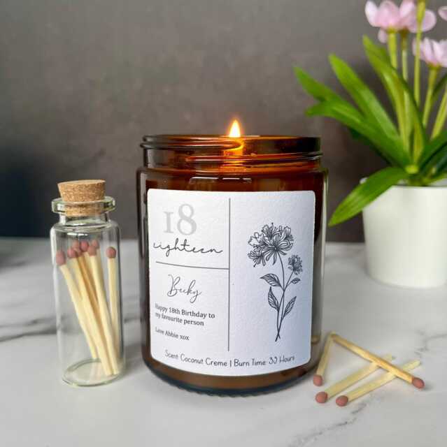 Birthday Gift Candle, Personalised Birthday Birth Year Candle Present - image 1