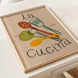 La Cucina Print, Kitchen Poster, Wall Art, Decor, Aesthetic Art For Kitchen, Italian Unframed - thumbnail 3