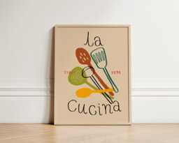 La Cucina Print, Kitchen Poster, Wall Art, Decor, Aesthetic Art For Kitchen, Italian Unframed - thumbnail 1