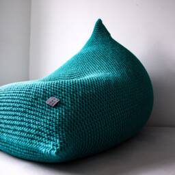 Hand-Knitted Cotton Cord Bean Bag Chair Adult Lounger Pouffe - thumbnail 2