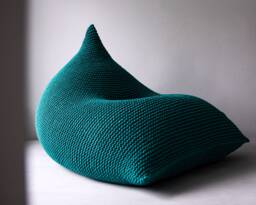 Hand-Knitted Cotton Cord Bean Bag Chair Adult Lounger Pouffe