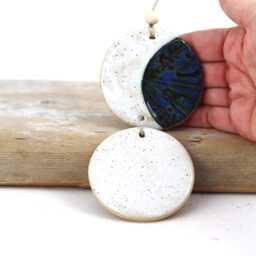 Handmade Ceramic Moon Phase Wall Hanging, Pottery Decor - thumbnail 2