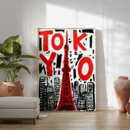 Tokyo Graffiti Art Print, Modern Street Style Poster, Bold Red City Wall Art, Contemporary Urban Travel Japan Home Decor - thumbnail 3