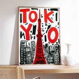 Tokyo Graffiti Art Print, Modern Street Style Poster, Bold Red City Wall Art, Contemporary Urban Travel Japan Home Decor - thumbnail 2