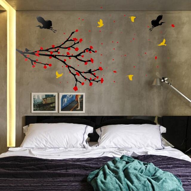 Sakura Cherry Tree Branch Wall Decal Japanese Spring Birds - image 1