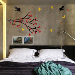 Sakura Cherry Tree Branch Wall Decal Japanese Spring Birds - thumbnail 1