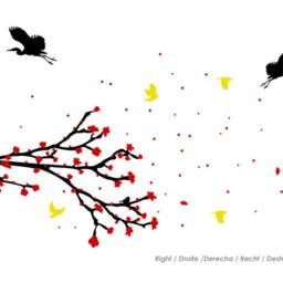 Sakura Cherry Tree Branch Wall Decal Japanese Spring Birds - thumbnail 2