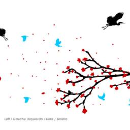 Sakura Cherry Tree Branch Wall Decal Japanese Spring Birds - thumbnail 3