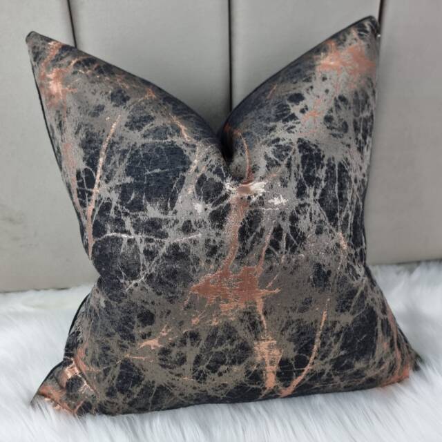 Luxury Lava Bronze Black Copper Cushion Cover Marble Design For New Home Designer Handmade Pillow/(Only Cover - image 1