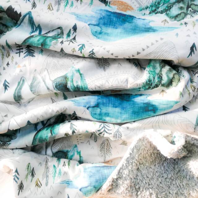 Organic Cotton Sherpa Baby Blanket Valley Of The Suns Print - image 1