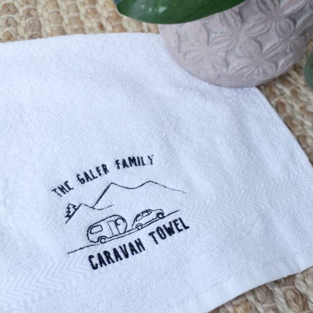 Personalised Embroidered Caravan Towel Camping Gift - image 1