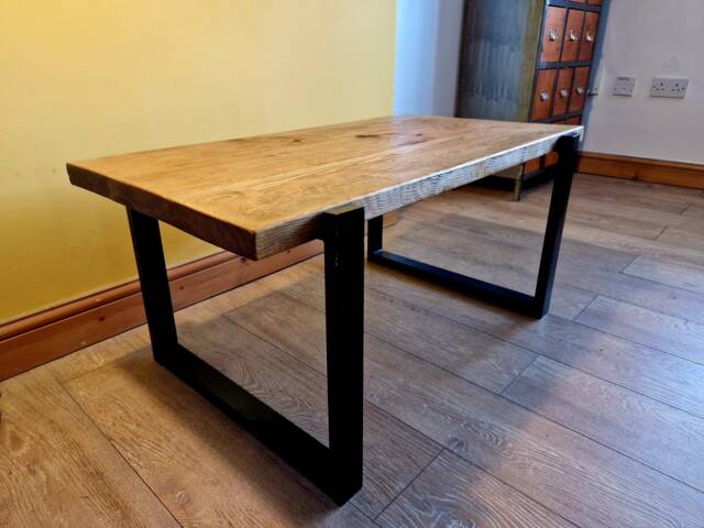 Reclaimed Wood Coffee Table, Industrial Style Steel Legs - image 1