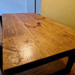 Reclaimed Wood Coffee Table, Industrial Style Steel Legs - thumbnail 2