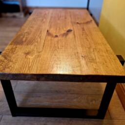 Reclaimed Wood Coffee Table, Industrial Style Steel Legs - thumbnail 3