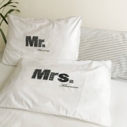 Mr. & Mrs. Pillowcase Set For Couples in Black - thumbnail 1