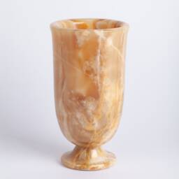 Hand Carved Yellow Alabaster Vase Natural Stone Home Decor - thumbnail 1
