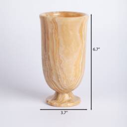 Hand Carved Yellow Alabaster Vase Natural Stone Home Decor - thumbnail 3
