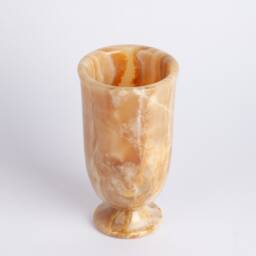 Hand Carved Yellow Alabaster Vase Natural Stone Home Decor - thumbnail 2