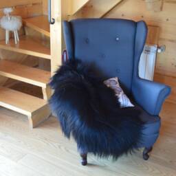Icelandic Natural Black Genuine Sheepskin Lambskin Sheep Skin Rug Pelt Long Wool Soft, Schaffell, Hygge - thumbnail 3