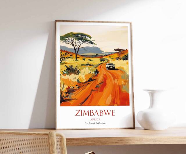 Zimbabwe Poster, Africa African Print, Wall Decor, Artwork, Travel Print - image 1