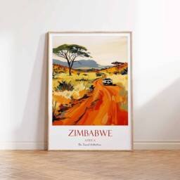 Zimbabwe Poster, Africa African Print, Wall Decor, Artwork, Travel Print - thumbnail 2