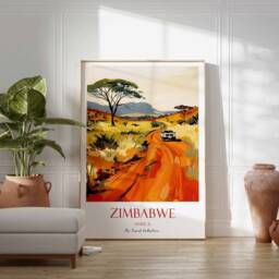Zimbabwe Poster, Africa African Print, Wall Decor, Artwork, Travel Print - thumbnail 3