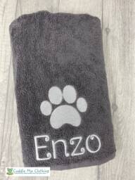 Puppy Dog Personalised Towel, Embroidered Hand Doggie Paw Custom Name, Dog, Print Gifts For Dogs Cats Pets - thumbnail 1