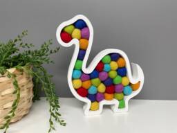 Pom Dinosaur - Decor Nursery Wool Felt Poms Filled Shelf Sitter Wall