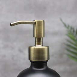 Matte Black Glass Soap Dispenser Refillable Bottle, Silver Metal Pump, Grey Waterproof Label - thumbnail 4