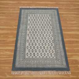 Handmade Light Grey Floral Rug Block Printed Cotton Area Bedroom Rug Large Hallway Stair Runner 6x9 9x12 2x24 4x20 12x12 Feet - thumbnail 3