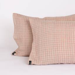 Red Check Linen Pillowcase Stonewashed, Eco-Friendly Cover - thumbnail 3