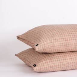 Red Check Linen Pillowcase Stonewashed, Eco-Friendly Cover - thumbnail 4
