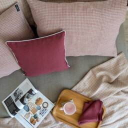 Red Check Linen Pillowcase Stonewashed, Eco-Friendly Cover - thumbnail 2