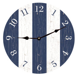 Blue Striped Clock - & White Clock