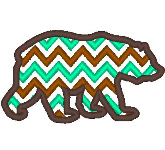 Walking Bear Chevron Monogram Bx Also All Other - .pes .hus .dst .vp3 .vip .xxx .exp . Jef - Embroidery Appliqu?? Design
