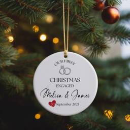 Personalized First Christmas Engaged Ceramic Ornament - thumbnail 2