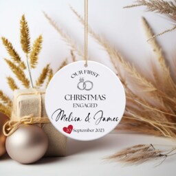Personalized First Christmas Engaged Ceramic Ornament - thumbnail 3