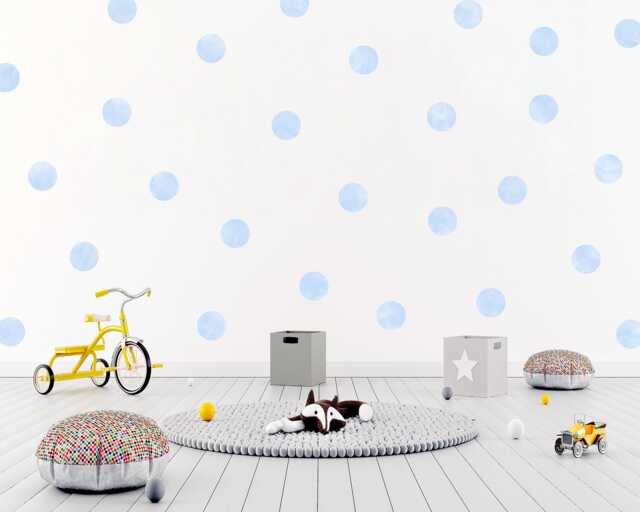 Light Blue Watercolor Polka Dot Wall Decals, Nursery Decor - image 1