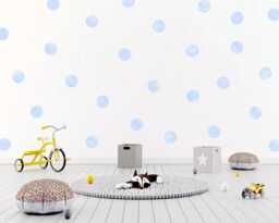 Light Blue Watercolor Polka Dot Wall Decals, Nursery Decor - thumbnail 1